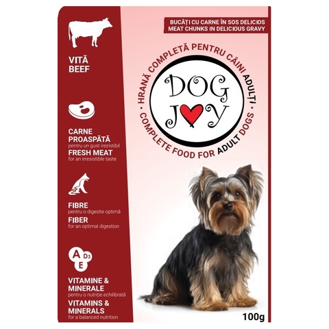 Пауч для собак ТМ "DOG JOY" з яловичиною в соусі, 100 г